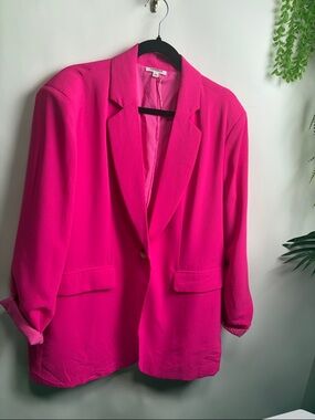 Women's Hot Pink Single-Button Blazer - Classic Tailored Look